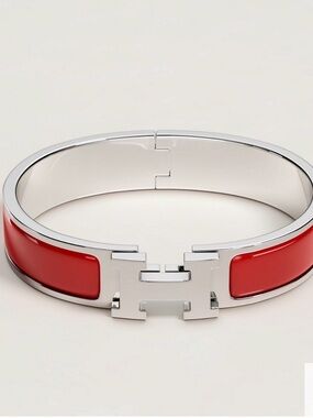 Hermès Clic H Bracelet Red & Silver